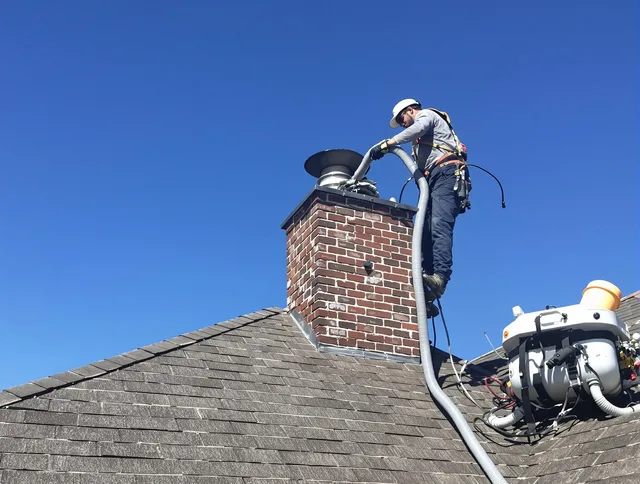Dedicated Perris Chimney Sweep team member cleaning a chimney in Perris, CA
