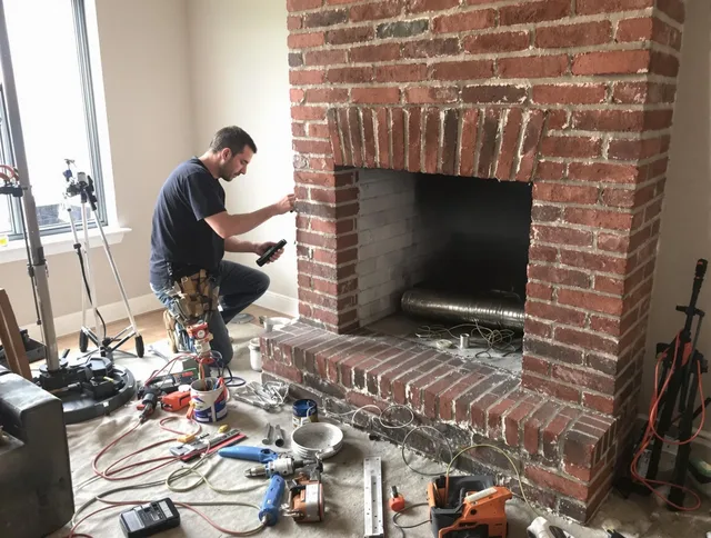 Perris Chimney Sweep specialist finalizing chimney liner service in Perris, CA