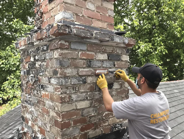In-progress chimney restoration by Perris Chimney Sweep in Perris, CA