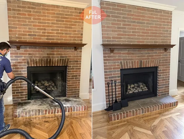 Perris Chimney Sweep carefully sanitizing a fireplace in Perris, CA