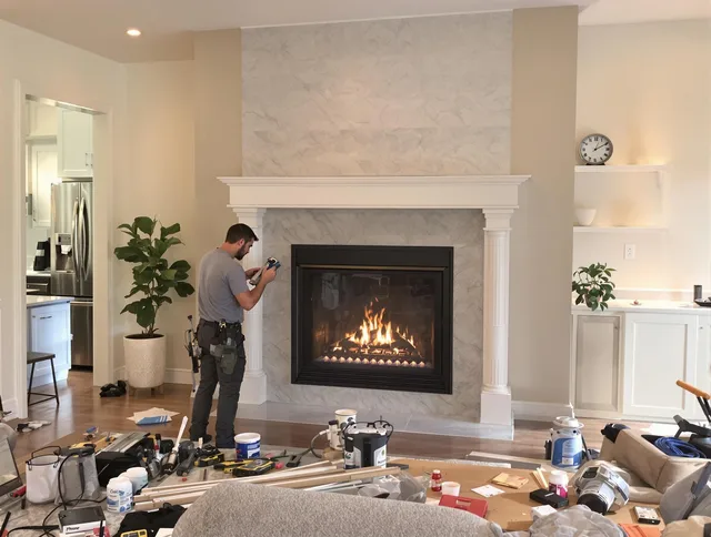 Newly installed fireplace by Perris Chimney Sweep in Perris, CA